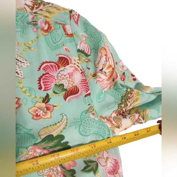 Anthropologie Sunday Mi Amour Green Floral Pullover Boho Tiered Maxi Dress Small - Picture 4 of 6